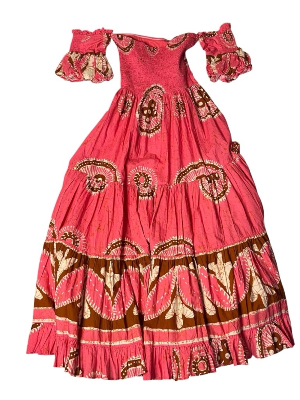 LOVE THE LABEL Anthropologie Pink Paisley Dress Off The Shoulder Maxi Size Small - Picture 7 of 12